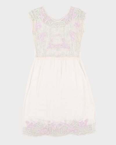 White Rayon Lace Sun Dress - S