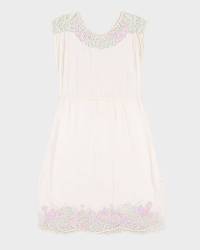 White Rayon Lace Sun Dress - S