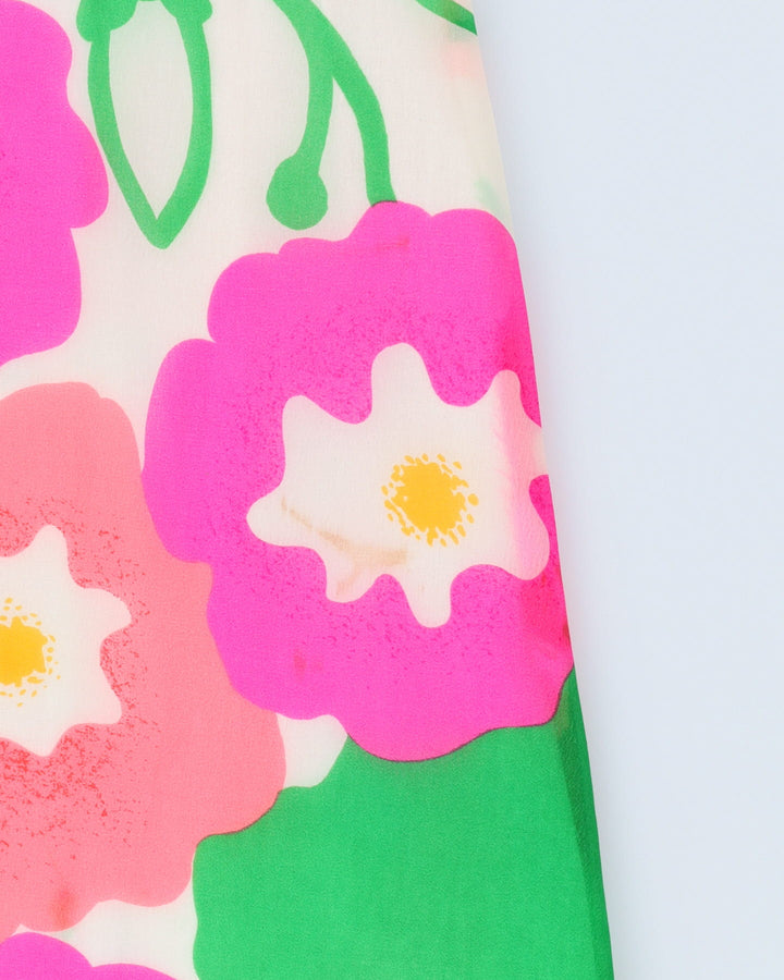 Vintage 1970s Pink Floral Maxi Dress - XXS