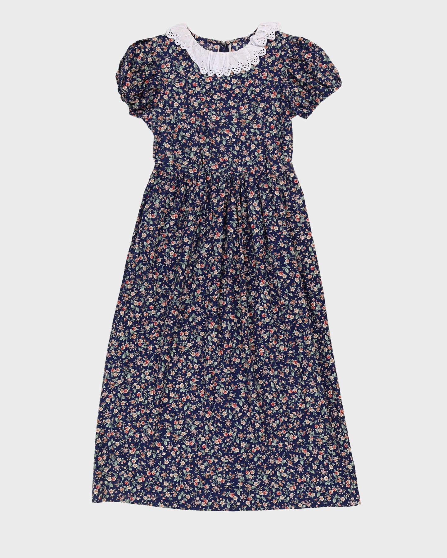 Vintage 1990s Blue Floral Prairie Dress - XS