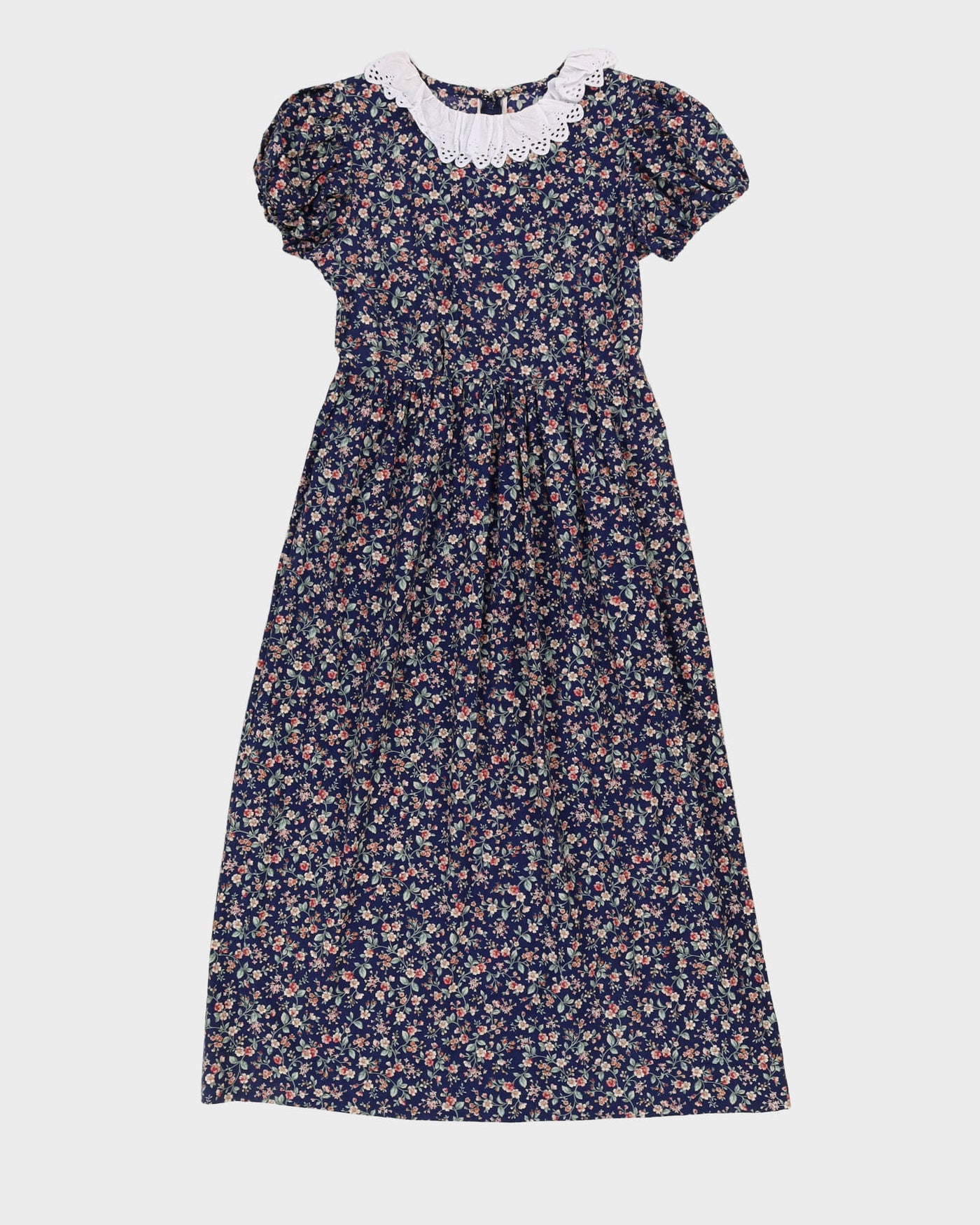 Vintage 1990s Blue Floral Prairie Dress - XS