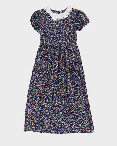 Vintage 1990s Blue Floral Prairie Dress - XS