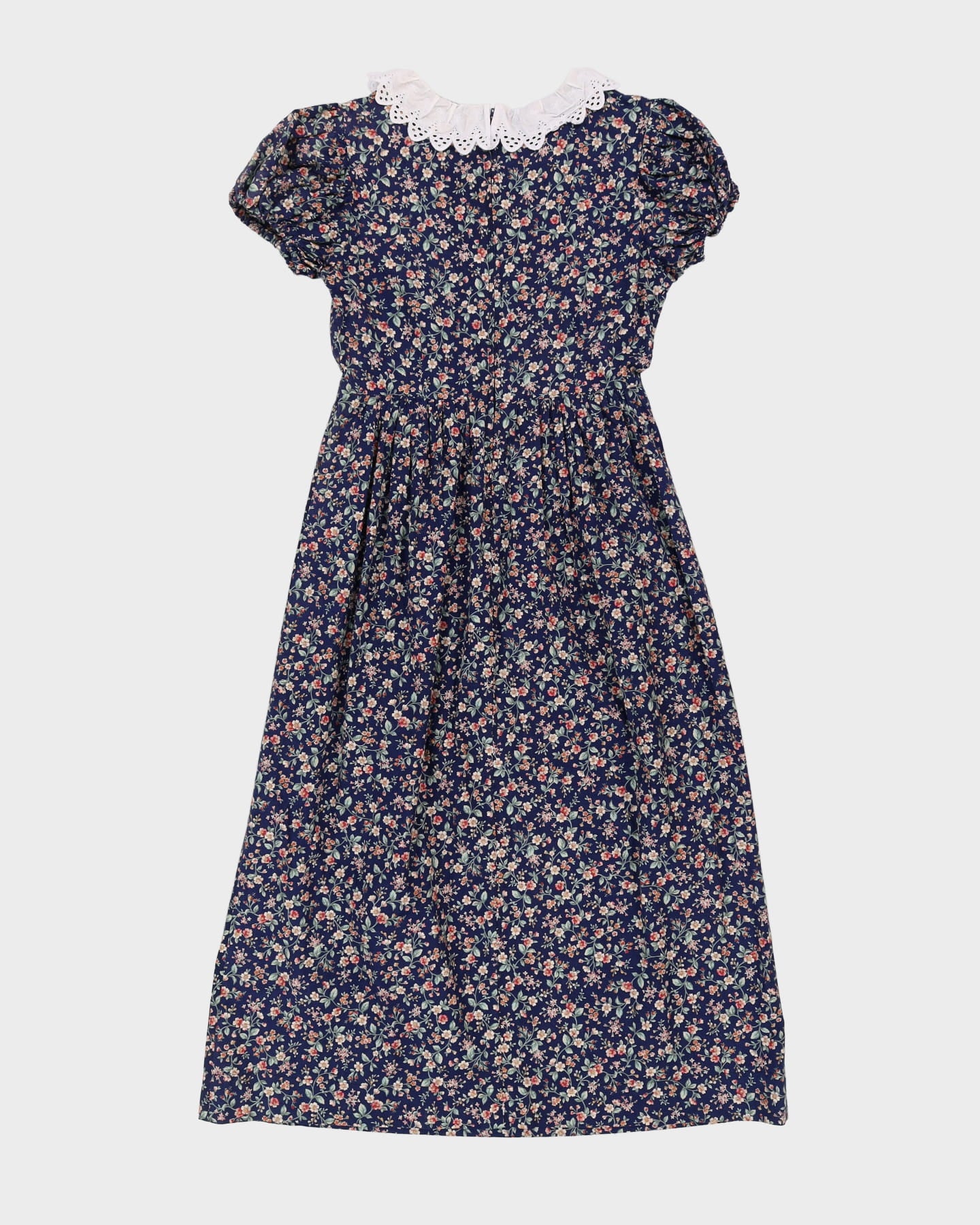 Vintage 1990s Blue Floral Prairie Dress - XS