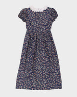 Vintage 1990s Blue Floral Prairie Dress - XS