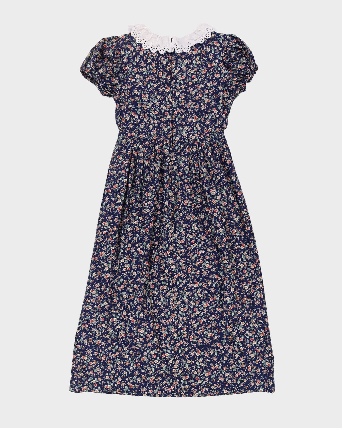 Vintage 1990s Blue Floral Prairie Dress - XS