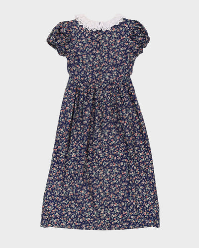 Vintage 1990s Blue Floral Prairie Dress - XS