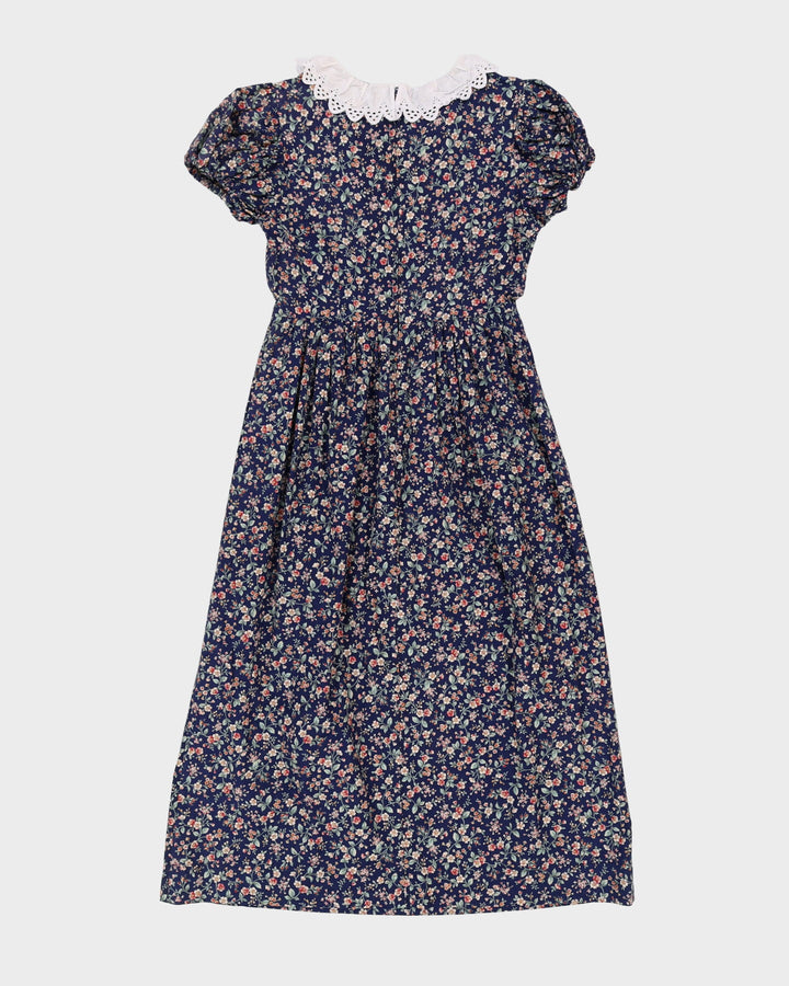 Vintage 1990s Blue Floral Prairie Dress - XS