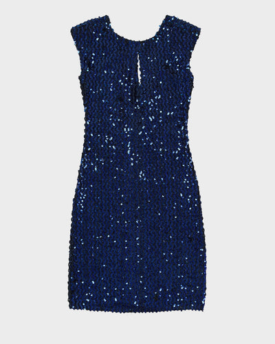 Vintage 1990s Blue Sequin Party Dress - S
