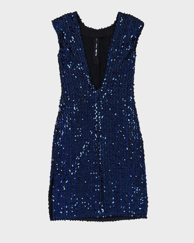 Vintage 1990s Blue Sequin Party Dress - S