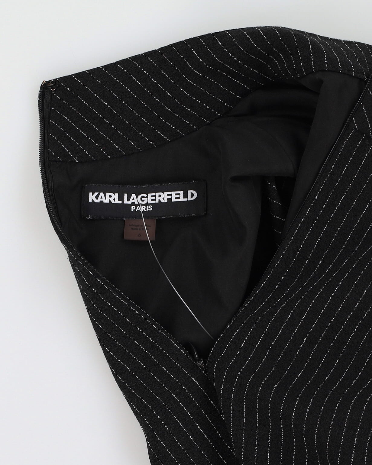 Y2K Karl Lagerfeld Black Pin Striped Shift Dress - S