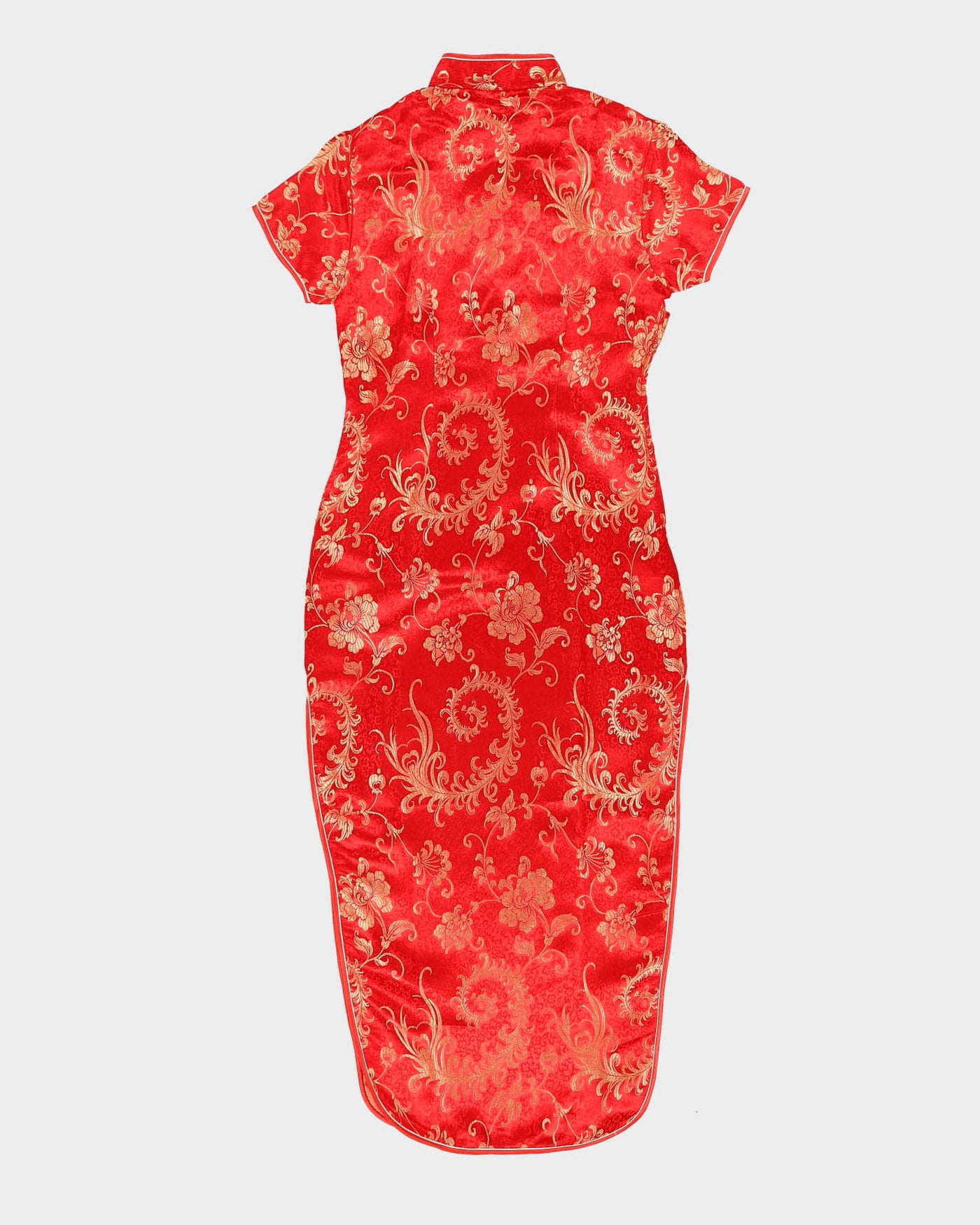 00s Red Brocade Cheongsam Dress - XXS / XS