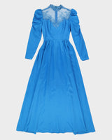Vintage 1980s Blue Maxi Party Dress - XXS