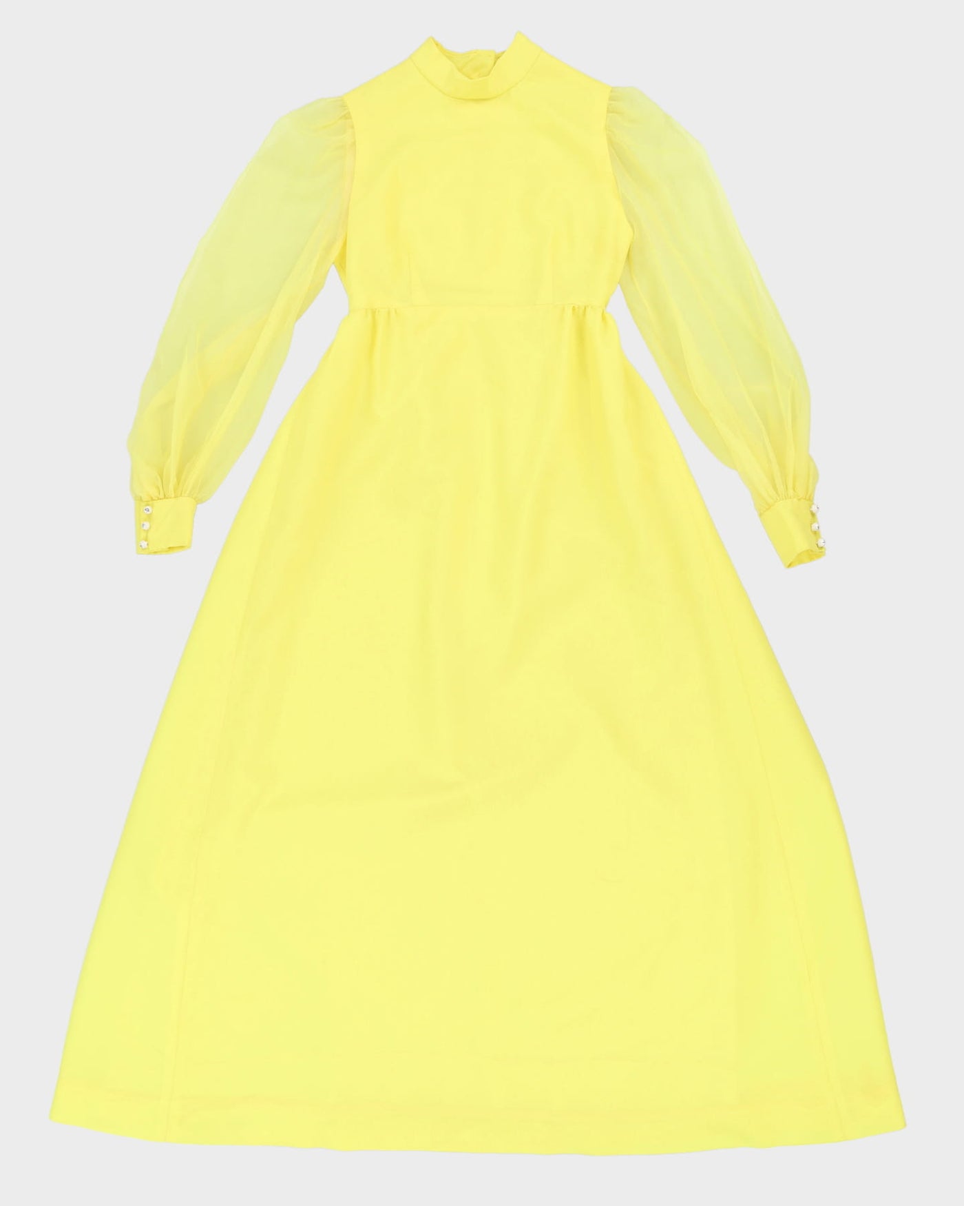 Vintage 1970s Yellow Maxi Dress - XS