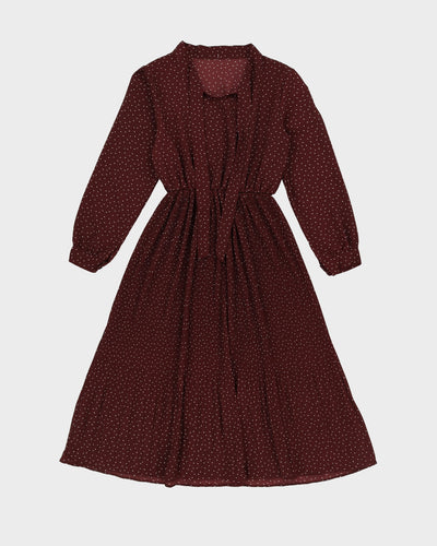 Burgundy Spotted Midi Dress - S