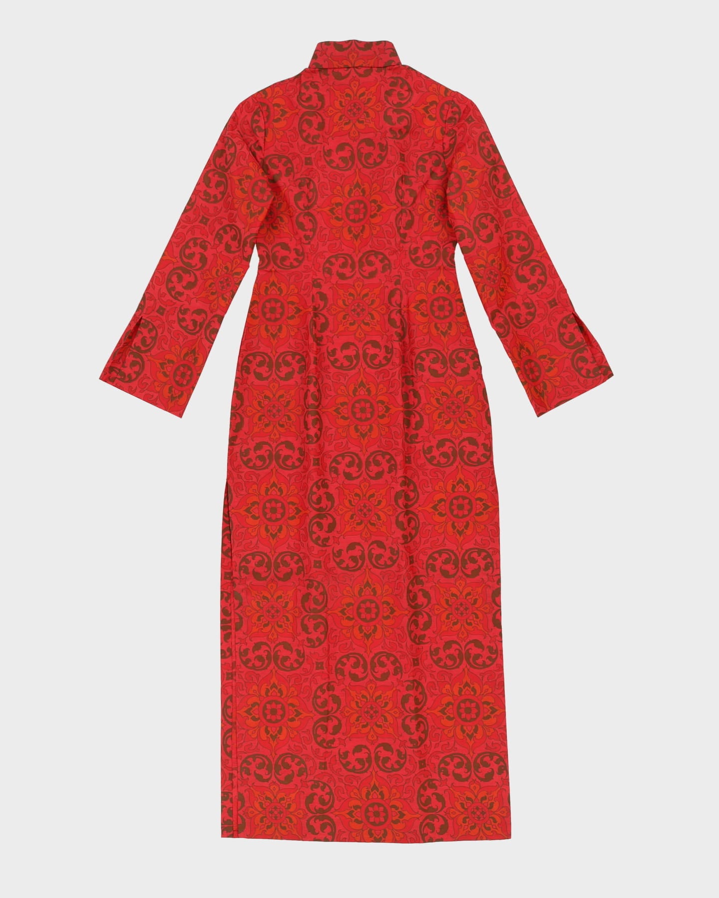 Vintage 1960s Maroon Patterned Cheongsam Dress - XXS
