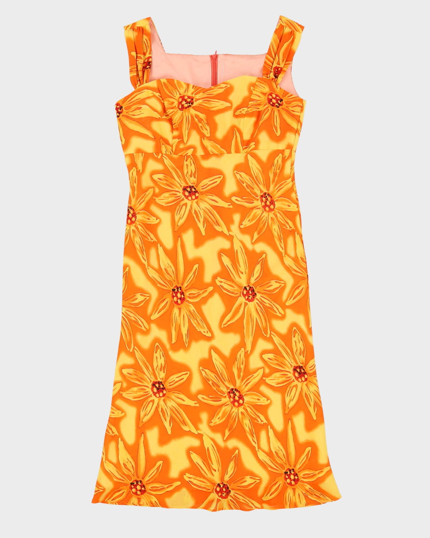 Y2K Orange Patterned Sun Dress - S