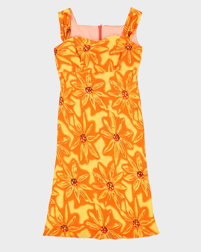 Y2K Orange Patterned Sun Dress - S