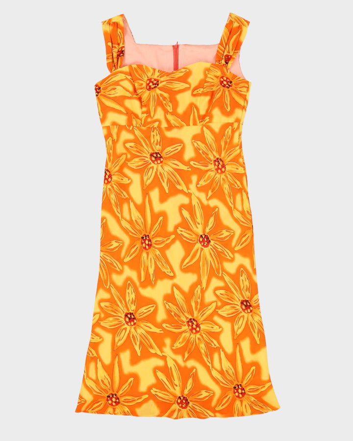 Y2K Orange Patterned Sun Dress - S