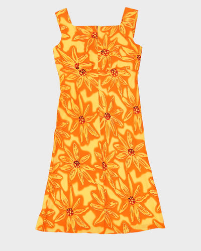 Y2K Orange Patterned Sun Dress - S