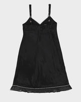 Y2K Black Embroidered Slip Dress - L