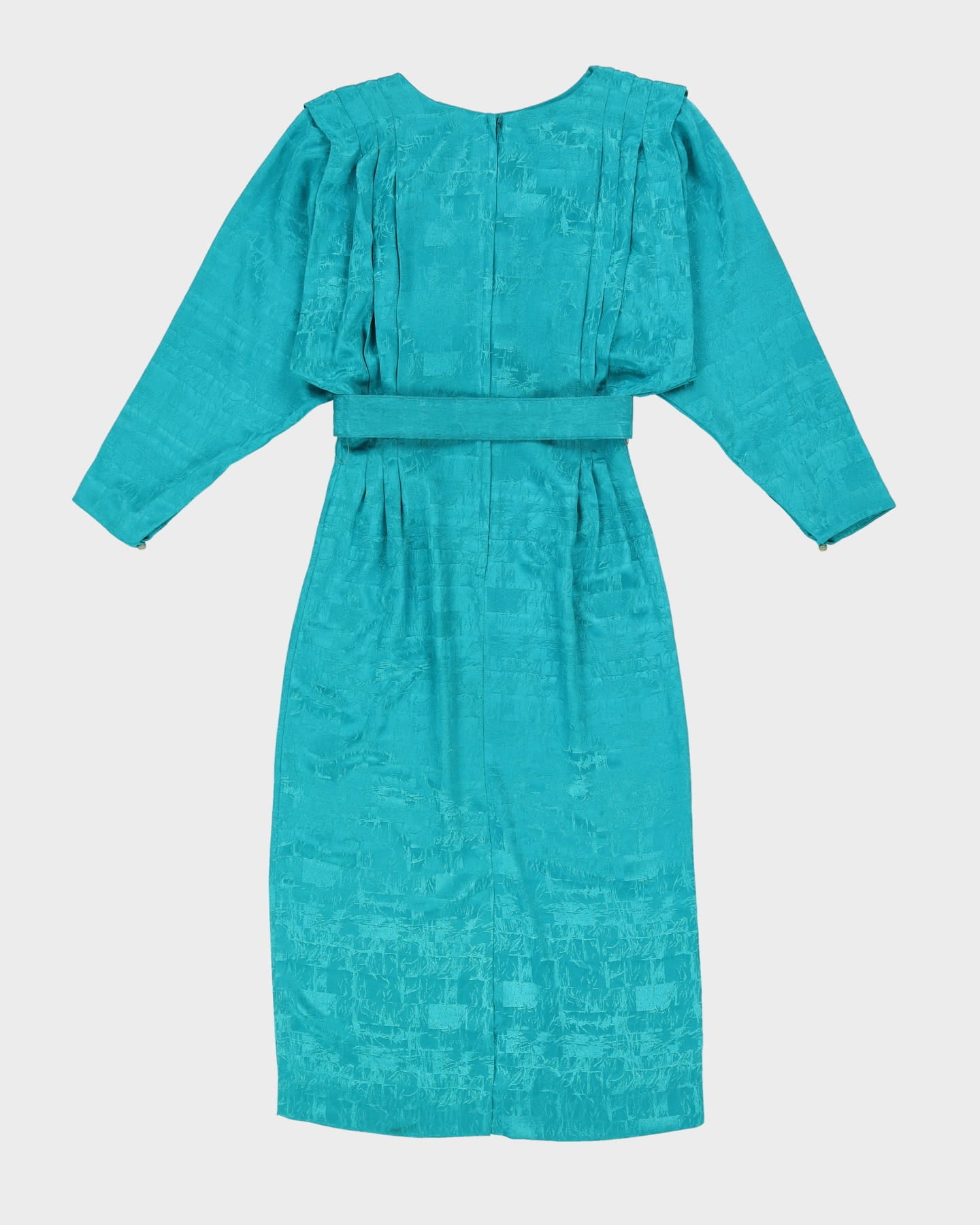 Vintage 1990s Green With Batwing Sleeves Dress - S