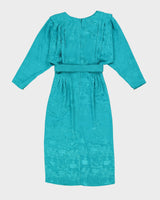 Vintage 1990s Green With Batwing Sleeves Dress - S