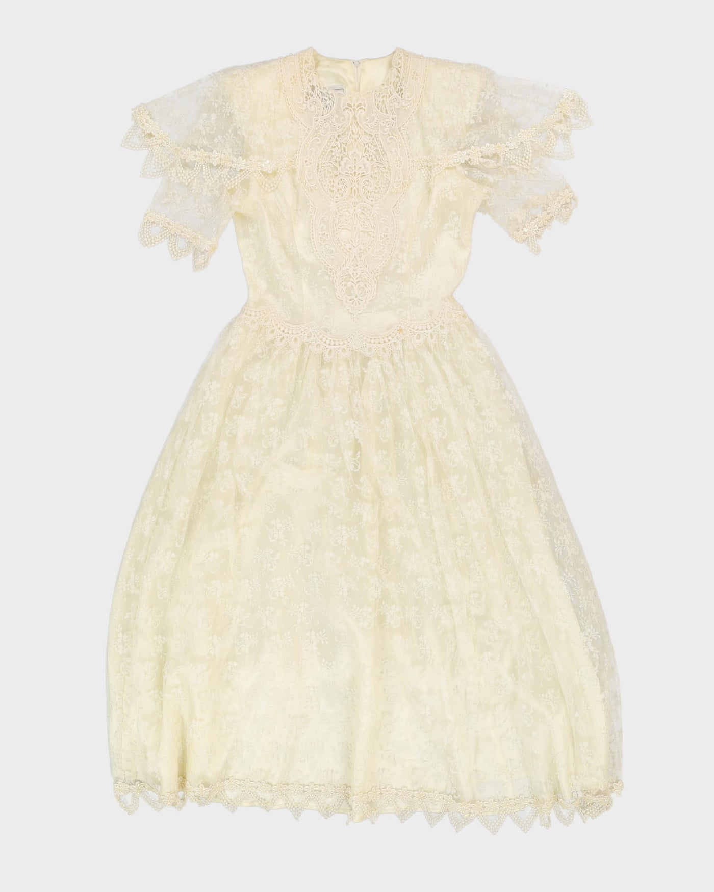 1990s Jessica McClintock Bridal Lace Dress - M
