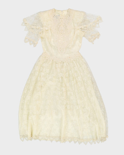 1990s Jessica McClintock Bridal Lace Dress - M