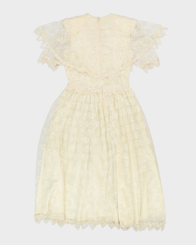 1990s Jessica McClintock Bridal Lace Dress - M