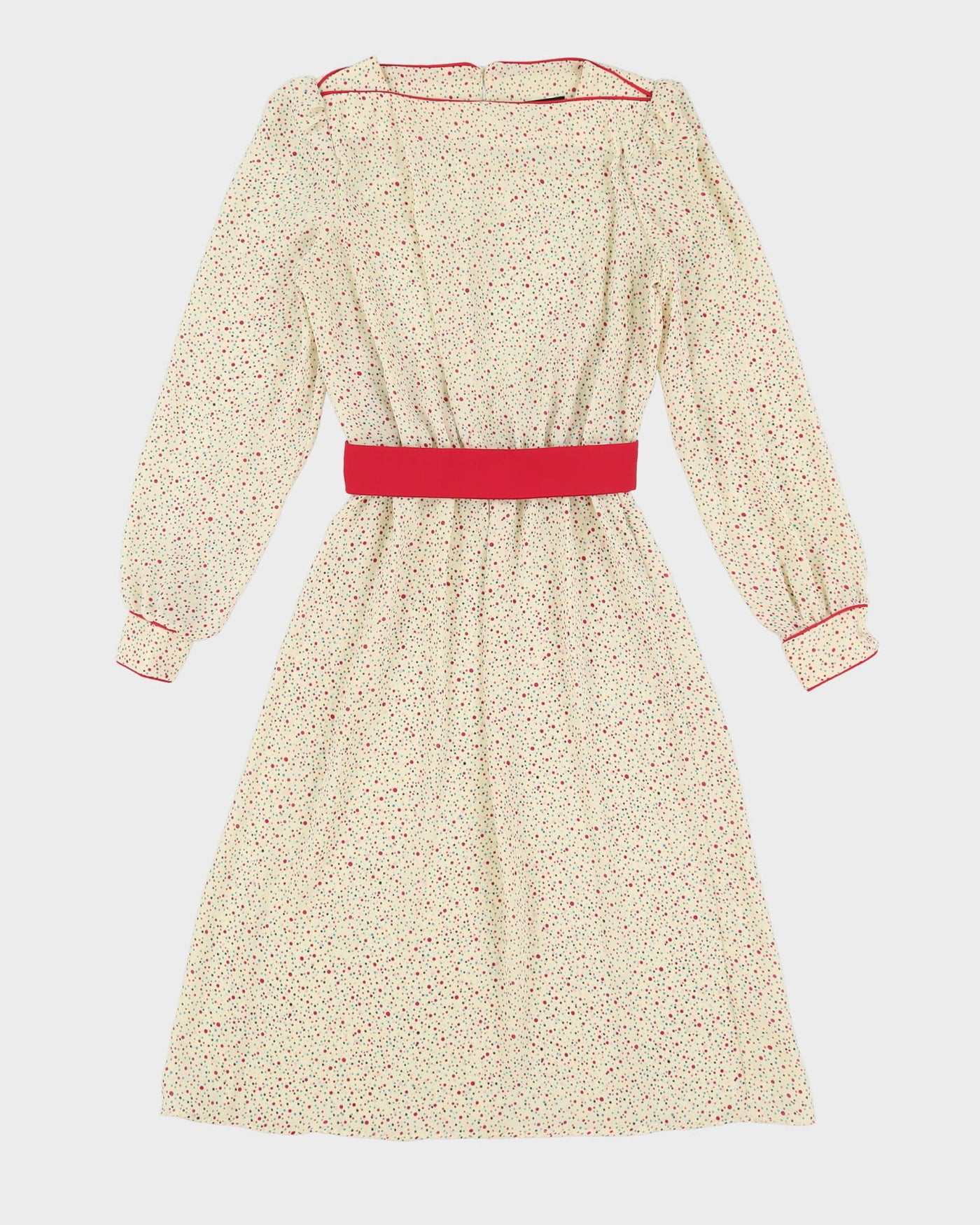 Vintage 1990s Cream Spotted Tea Dress - S