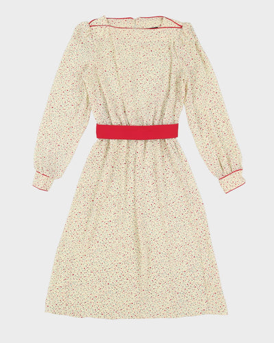 Vintage 1990s Cream Spotted Tea Dress - S