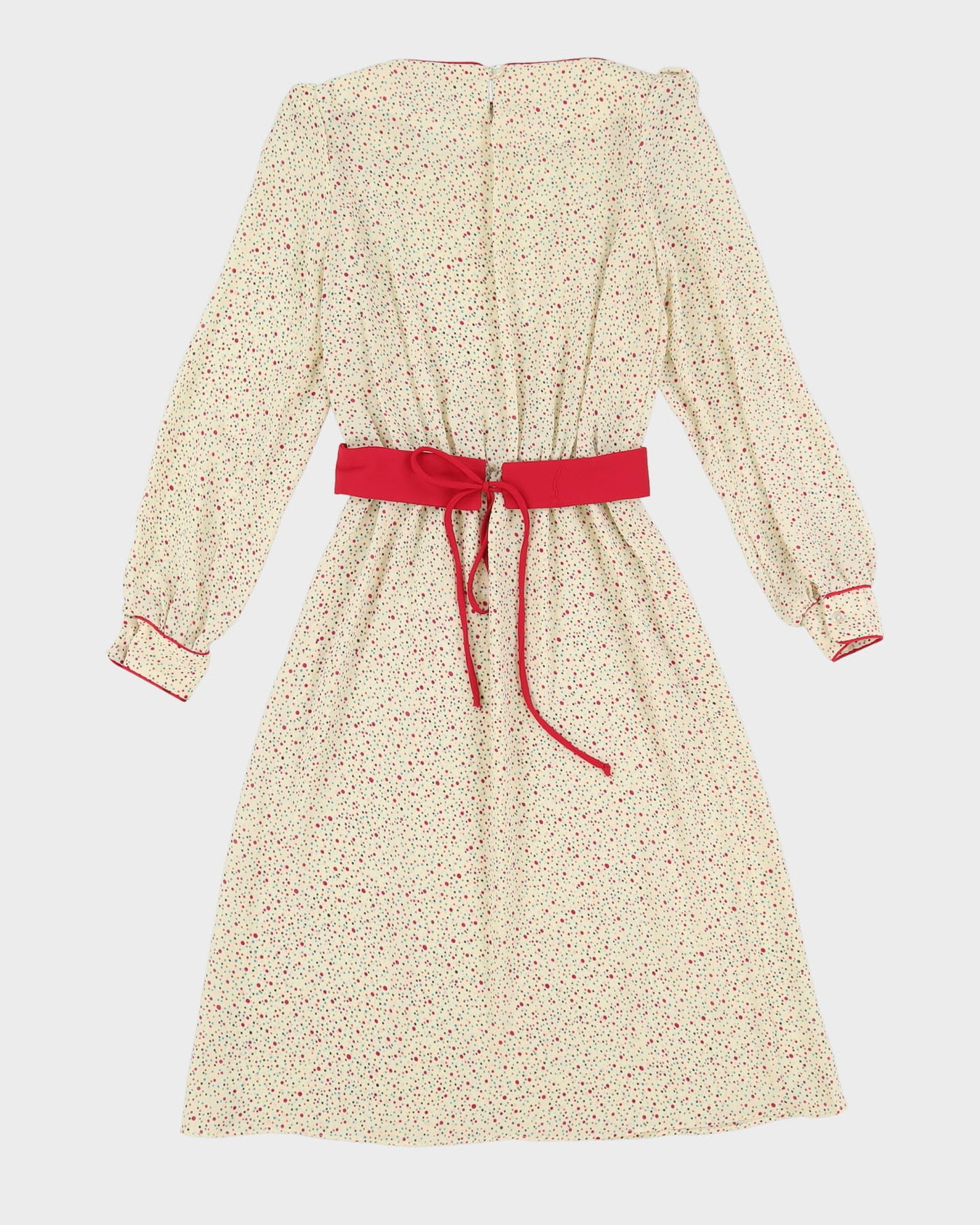 Vintage 1990s Cream Spotted Tea Dress - S