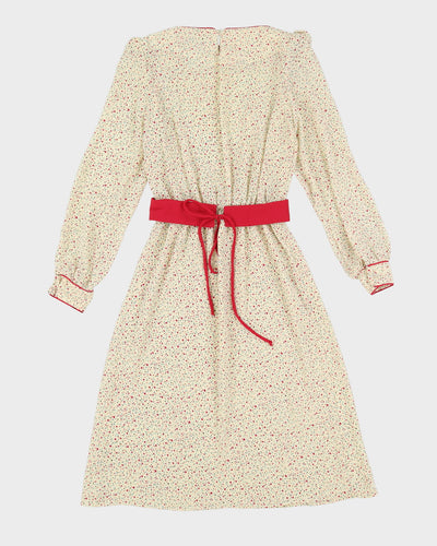 Vintage 1990s Cream Spotted Tea Dress - S