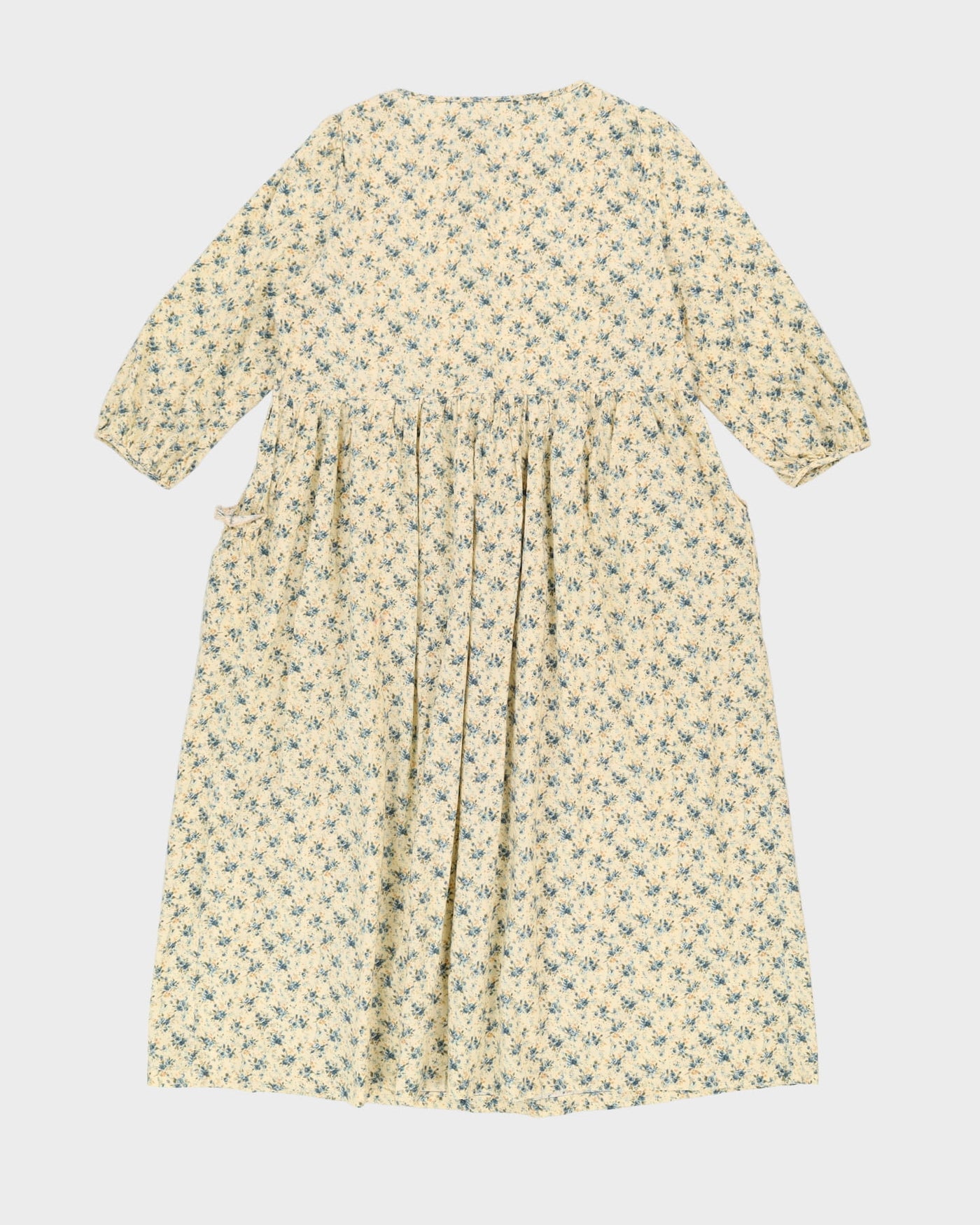 Preloved Cream With Blue Flowers Smock Dress - S