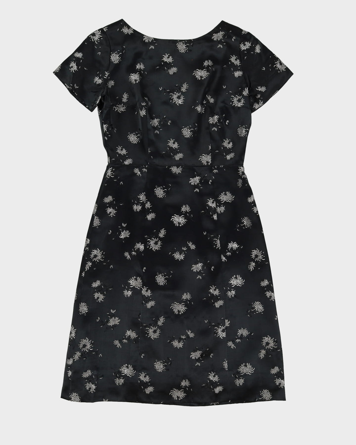 Vintage 1950s Black Brocade Cheongsam Dress - S