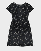 Vintage 1950s Black Brocade Cheongsam Dress - S