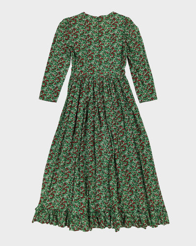Vintage 1990s Green Berries Patterned Prairie Dress - S