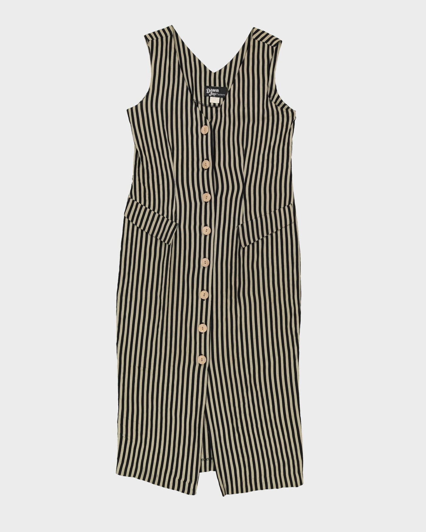 00s Black And Brown Striped Dress - S