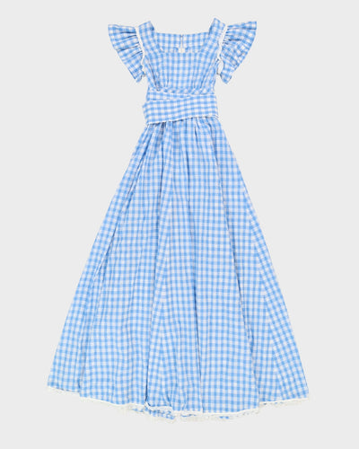 Vintage 1980s Blue Gingham Prairie Dress - XS