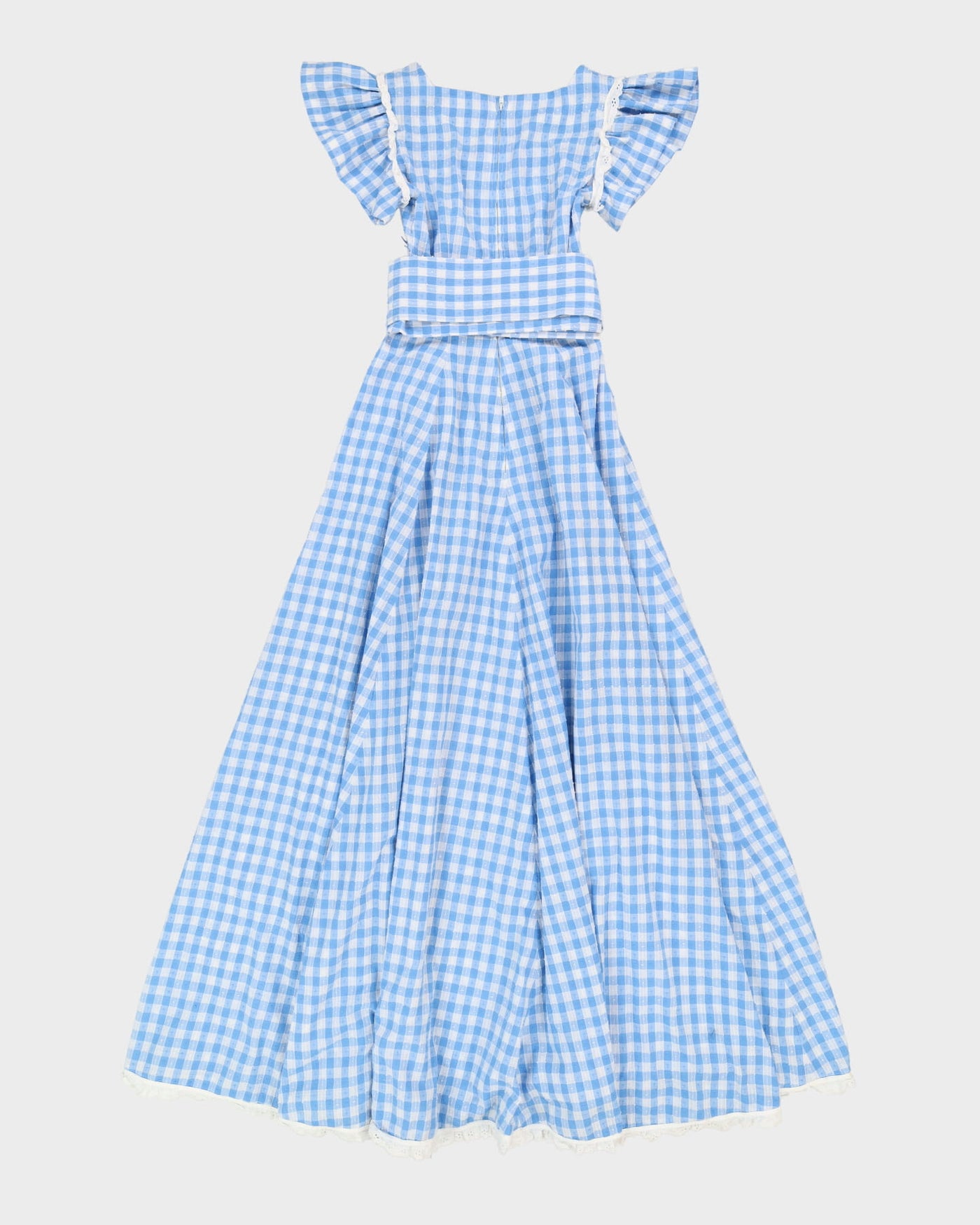 Vintage 1980s Blue Gingham Prairie Dress - XS