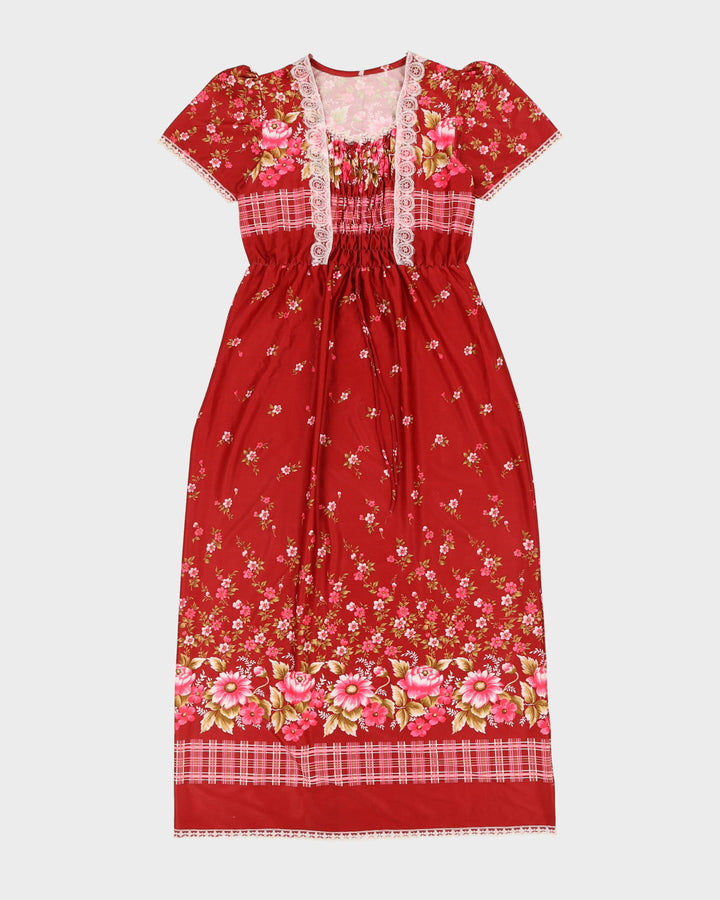 Vintage 1980s Burgundy Maxi Dress - S