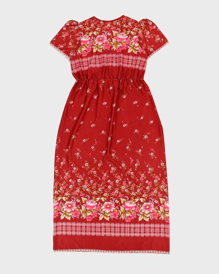 Vintage 1980s Burgundy Maxi Dress - S