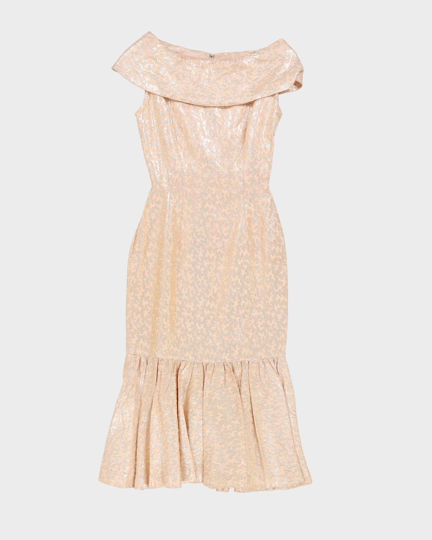 Vintage 1960s Pink Brocade Mermaid Dress - XXS