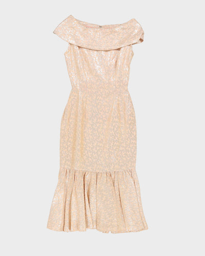 Vintage 1960s Pink Brocade Mermaid Dress - XXS