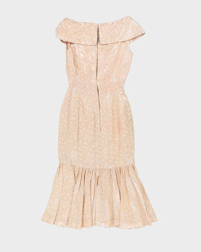 Vintage 1960s Pink Brocade Mermaid Dress - XXS