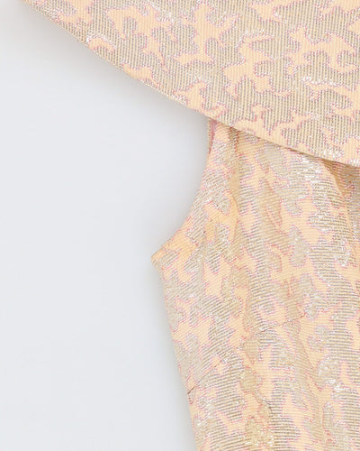 Vintage 1960s Pink Brocade Mermaid Dress - XXS