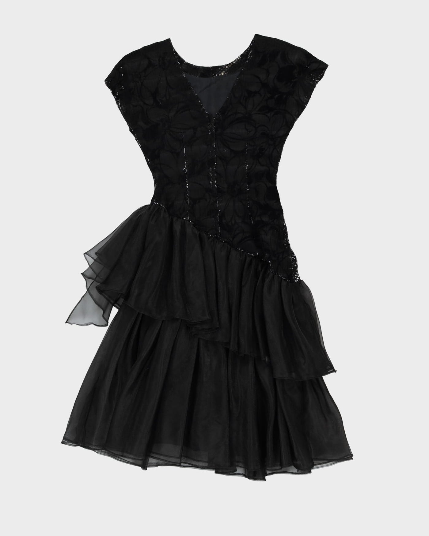 1990s Black And Silver Party Dress - XS