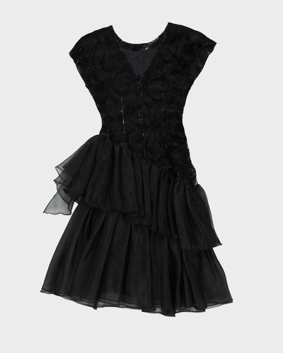 1990s Black And Silver Party Dress - XS