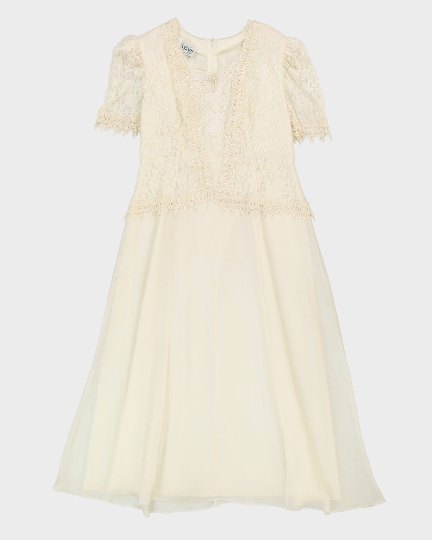 Vintage 1990s Off-White Beaded Party Dress - S
