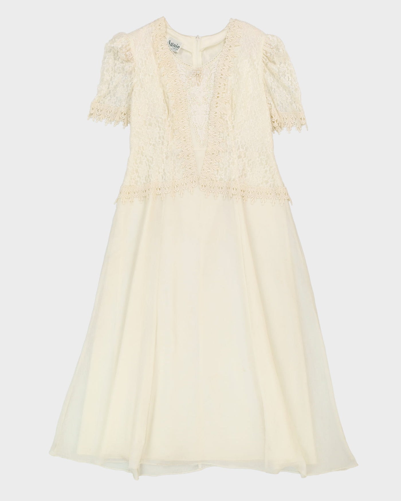 Vintage 1990s Off-White Beaded Party Dress - S